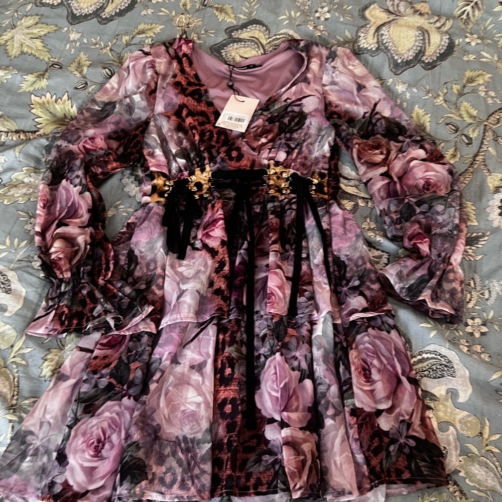 Missguided Pink Leopard Corset Dress